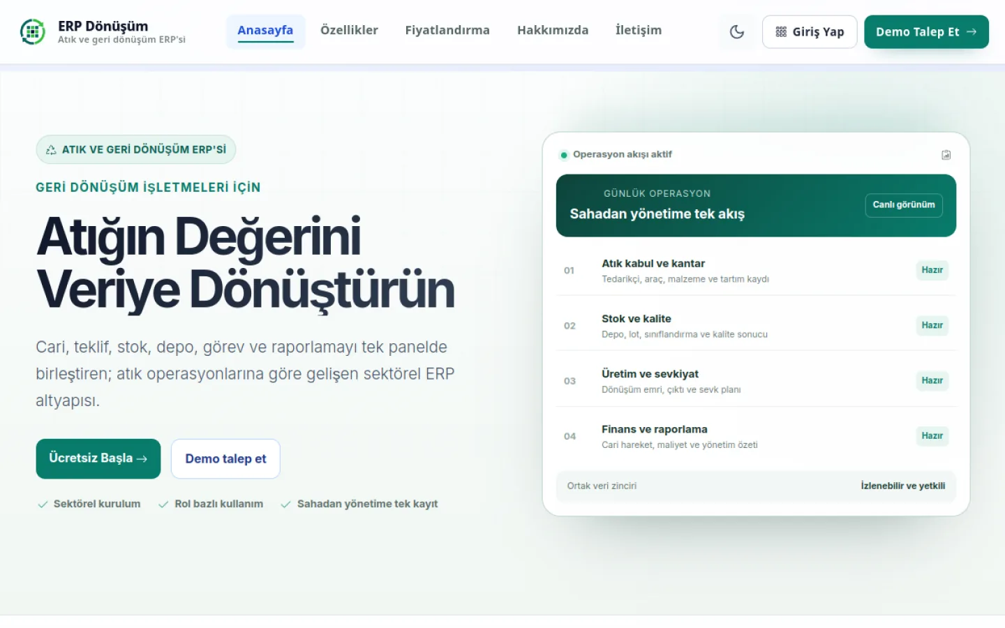 ERP Dönüşüm web sitesi ekran görüntüsü